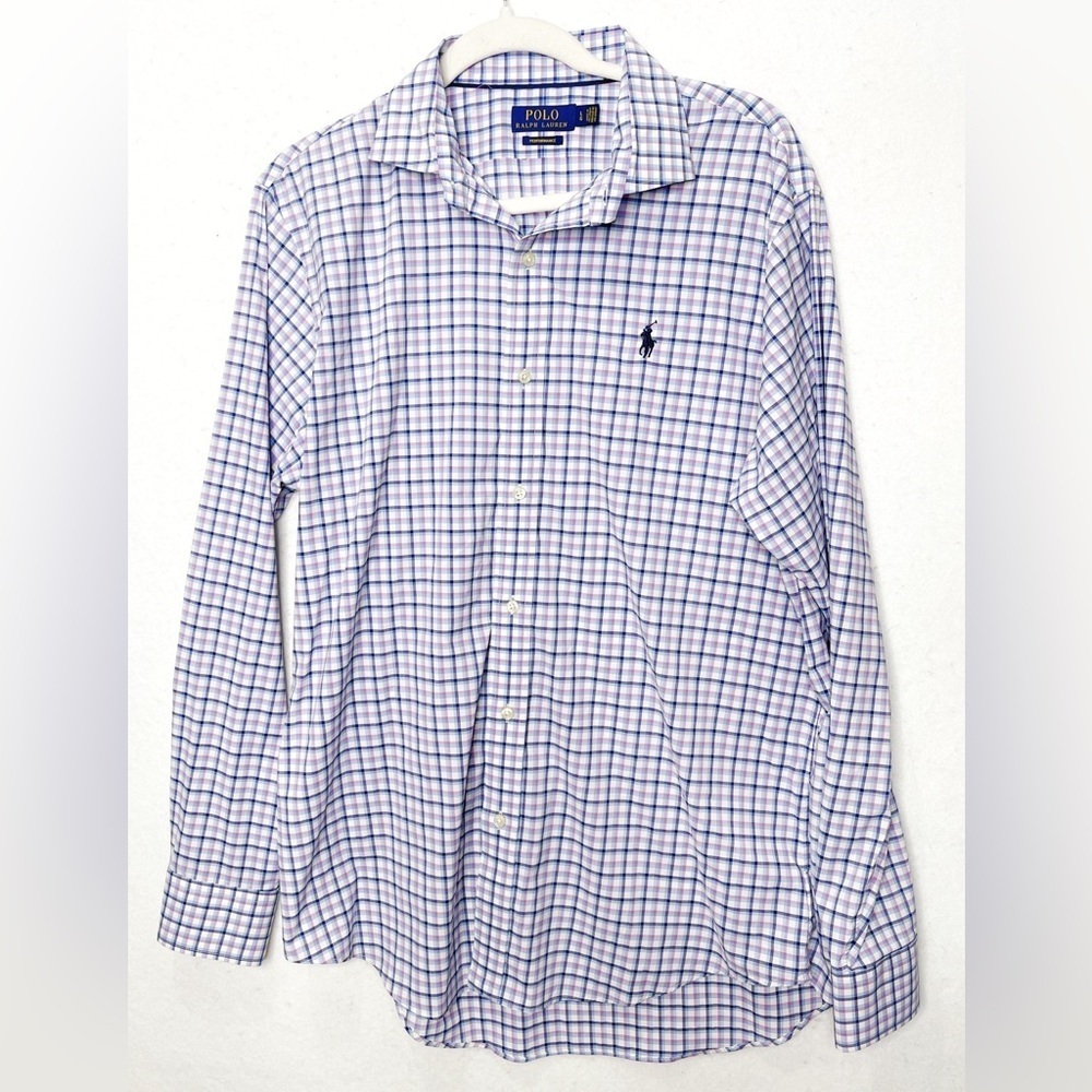 Polo Ralph Lauren Plaid Performance Long Sleeve Button Front Shirt Size Large